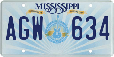MS license plate AGW634