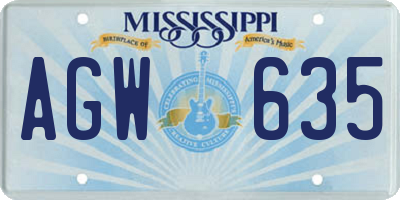 MS license plate AGW635