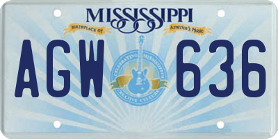 MS license plate AGW636