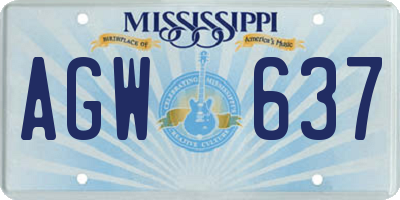 MS license plate AGW637