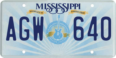 MS license plate AGW640