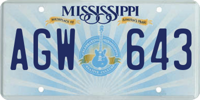 MS license plate AGW643