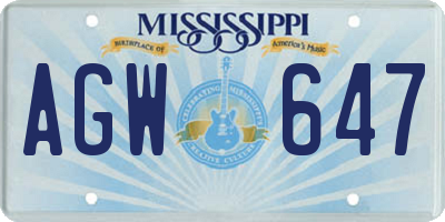 MS license plate AGW647