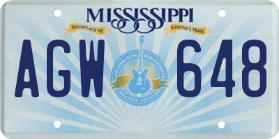 MS license plate AGW648
