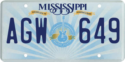 MS license plate AGW649