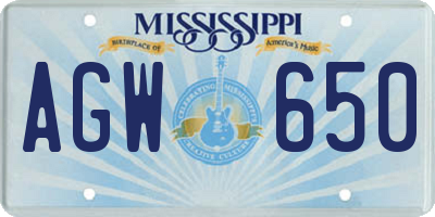 MS license plate AGW650