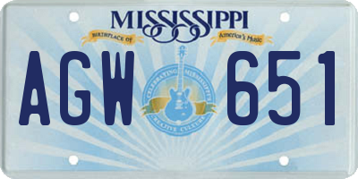MS license plate AGW651
