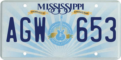 MS license plate AGW653