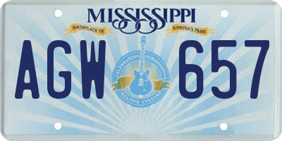 MS license plate AGW657