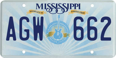 MS license plate AGW662
