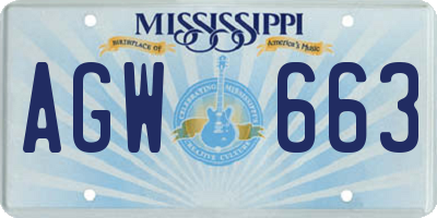 MS license plate AGW663