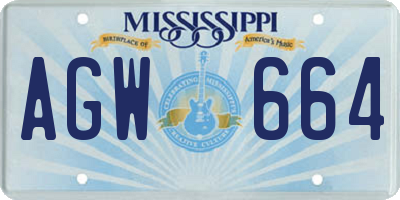 MS license plate AGW664