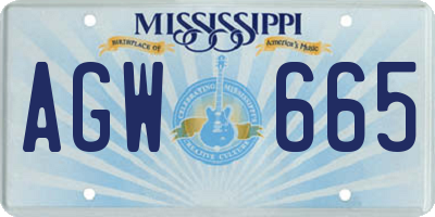 MS license plate AGW665