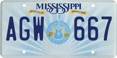 MS license plate AGW667