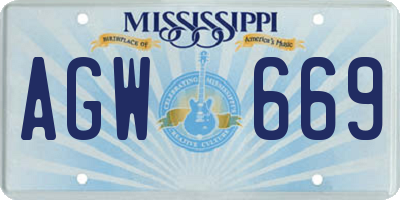 MS license plate AGW669