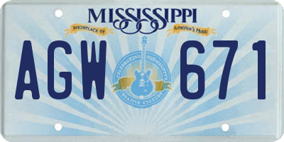 MS license plate AGW671