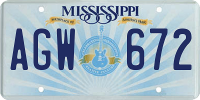 MS license plate AGW672