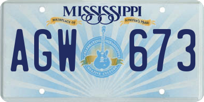 MS license plate AGW673