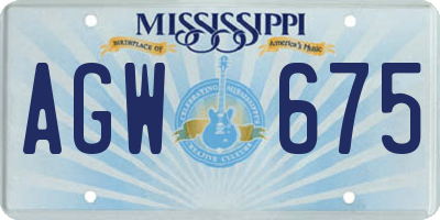 MS license plate AGW675