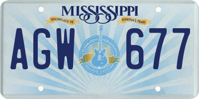 MS license plate AGW677