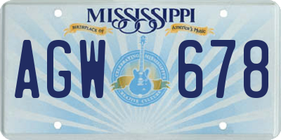 MS license plate AGW678