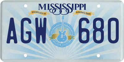 MS license plate AGW680