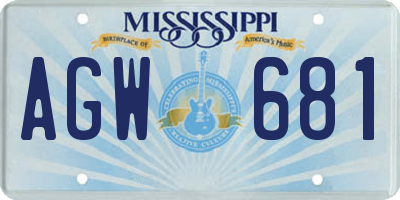 MS license plate AGW681