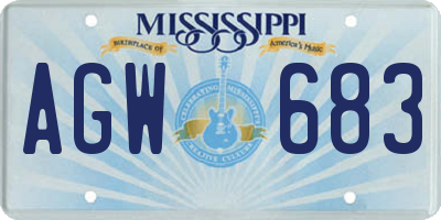 MS license plate AGW683