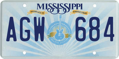 MS license plate AGW684