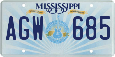 MS license plate AGW685