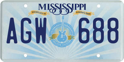 MS license plate AGW688