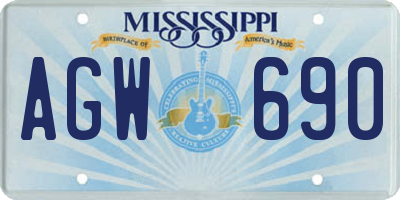 MS license plate AGW690