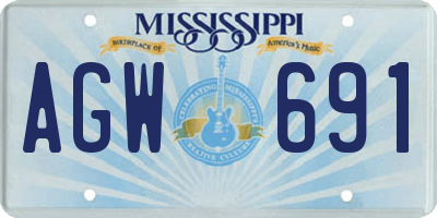 MS license plate AGW691