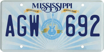 MS license plate AGW692