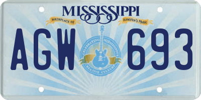 MS license plate AGW693
