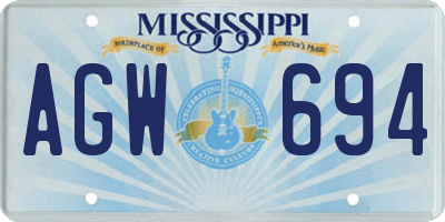 MS license plate AGW694