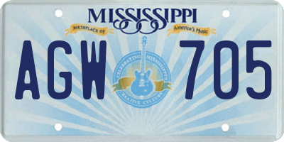 MS license plate AGW705