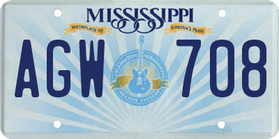 MS license plate AGW708