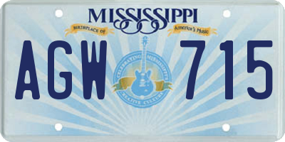 MS license plate AGW715