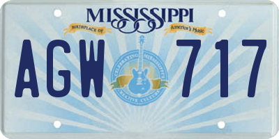 MS license plate AGW717