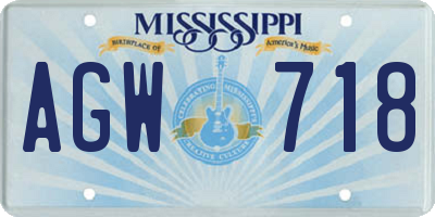 MS license plate AGW718