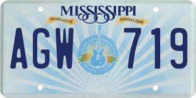 MS license plate AGW719