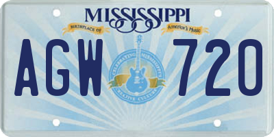 MS license plate AGW720