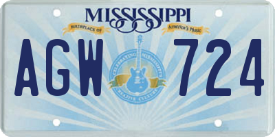 MS license plate AGW724