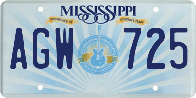 MS license plate AGW725