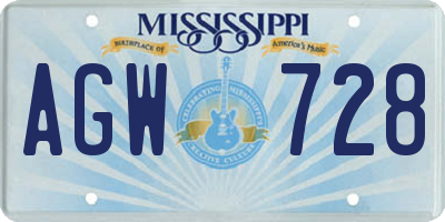 MS license plate AGW728