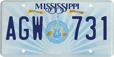MS license plate AGW731