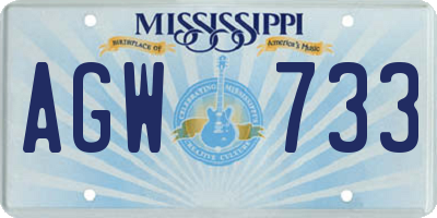 MS license plate AGW733