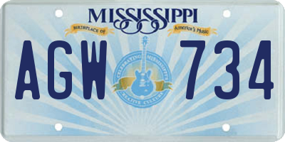 MS license plate AGW734