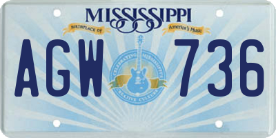 MS license plate AGW736